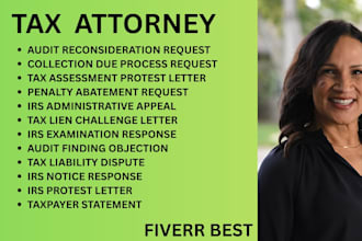 be your tax lawyer for irs appeals, tax assessments,tax liens and audit disputes
