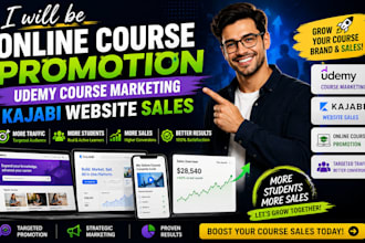 be online course promotion udemy course marketing kajabi website sales
