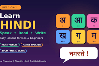 teach you hindi speaking, reading and writing online