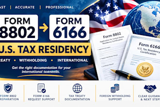 prepare irs form 8802 for US tax residency certificate and treaty benefits
