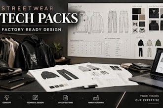 create streetwear apparel tech packs for clothing brands and manufacturers