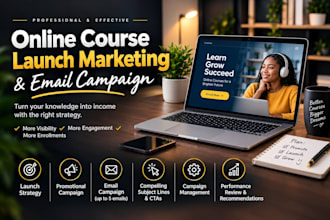 manage online course promotion, launch marketing and email campaign