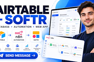 build airtable database automation softr webapp and client portal