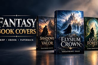 create a fantasy book cover, ebook cover and KDP paperback  cover