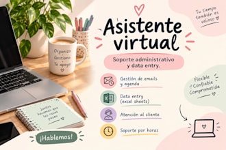 be your virtual assistant for data entry and administrative support in spanish