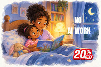 illustrate your childrens book, storybook, picture book, and watercolor art, 3d