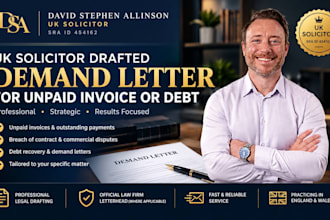 draft a UK demand letter for unpaid invoice or debt recovery as a solicitor