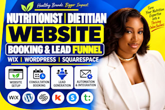 build wix nutritionist website wordpress dietitian nutrition booking lead funnel