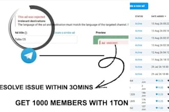 setup telegram ads, fix telegram ads, fix bot telegram ads, fix ad destination