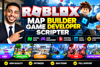 do roblox map builder, vfx ui, roblox game developer,roblox scripter,roblox map