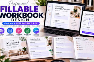 design fillable canva workbook and interactive PDF guide