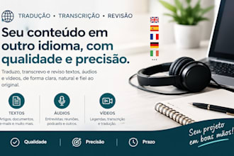 traduzir, transcrever e revisar seus textos