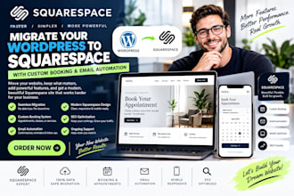 develop squarespace wordpress migration with custom booking and email automation