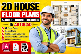create 2d house floor plans and architectural drawings in autocad ut co or