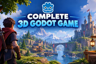 develop a complete 3d game for you using godot engine, 3d godot game