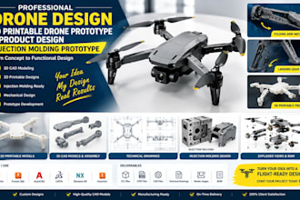 design 3d printable drone prototype, product design injection molding prototype
