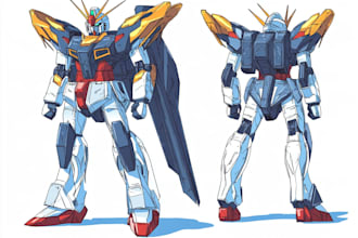 making anime, mecha, gundam, and robot ,fan art illustration