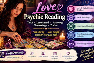do love psychic reading, lenormand, tarot readings, astrology, numerology zodiac