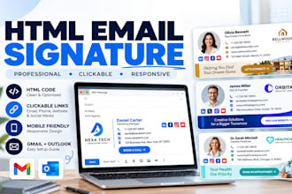 create responsive HTML email signature with clickable link for gmail and outlook