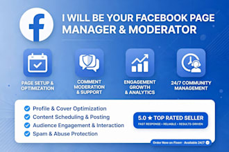 be your professional facebook page manager and moderator