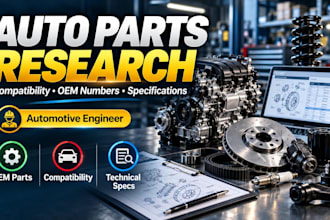 research automotive parts and technical specifications