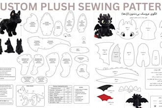 design plush sewing pattern maker for plush toy tech pack stuffed toy