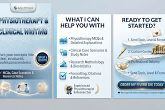 create physiotherapy mcqs, clinical cases and educational content