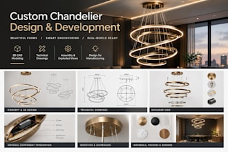 design modern luxury chandeliers, sculptural lighting and product cad