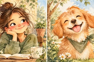 illustriere kinderbuch aquarell buchillustration und handgezeichnete charaktere