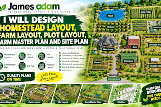design homestead layout, farm layout, plot layout farm master plan and site plan