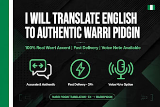 translate english to authentic warri pidgin
