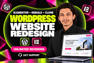 redesign wordpress website, redesign elementor website, clone website