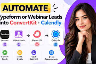automate typeform or webinar leads into converkit and calendly zapier automation