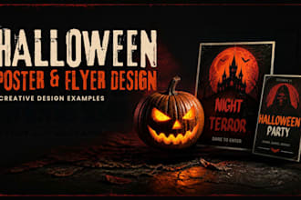 design a spooky halloween flyer or party invitation