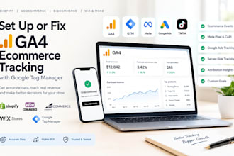 fix or set up ga4 ecommerce tracking on shopify or woocommerce via GTM