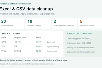 clean and organize your excel or CSV data