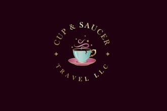 design a unique cup and saucer travel llc logo