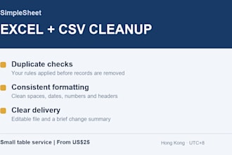 clean and format your excel or CSV spreadsheet