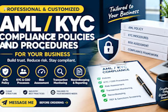 draft aml, kyc, compliance policies and procedure for your business