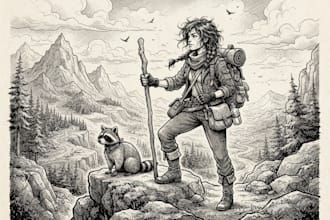 draw simple black and white illustration