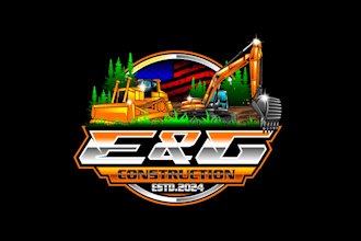 design eye catchy colorful  excavator and dozerlogo in express delivery