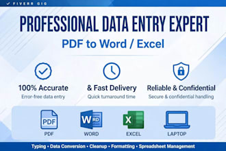 do data entry, typing work, pdf to word and excel sheet work