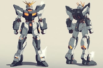 make a mecha robot gundam illustrations