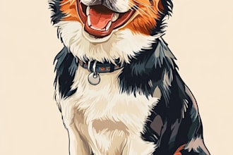 create  pet portrait illustration