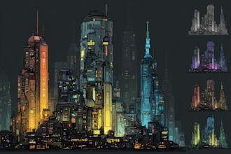 design an illustration of futuristic cyberpunk city