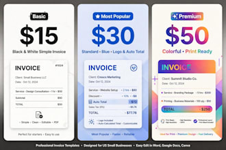 design 3 modern minimalist luxury invoices excel and pdf