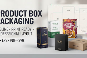 create advanced product box packaging and layout design with print ready file