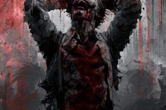 draw bloody horror illustration