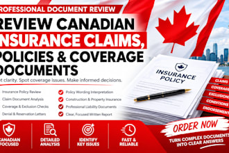 review canadian insurance claims, policies, and coverage documents