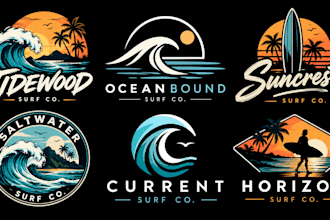 design a professional, surfing, beach, ocean, wave, or tropical surf logo
